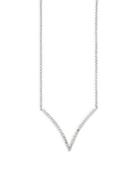Effy Diamond & 14k White Gold V Pendant Necklace