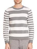 Eleventy Wool Wide Striped Sweater