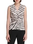 Donna Karan Printed Knotted Blouse