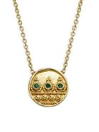 Legend Amrapali Heritage Moon 18k Gold Emerald Pendant Necklace