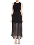 Alice + Olivia Petal Sheer-skirt Criss Cross-back Dress