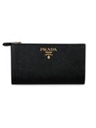 Prada Textured Leather Snap Continental Wallet