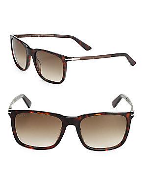 Gucci 55mm Tortoiseshell Wayfarer Sunglasses