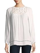 Max Studio Embroidered Long Sleeve Top