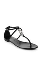 Giuseppe Zanotti Crystal-embellished Suede T-strap Sandals