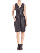 Bcbgmaxazria Livie Quilted Faux-leather Dress