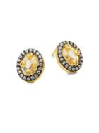Freida Rothman Small Mirror Crystal And Sterling Silver Stud Earrings