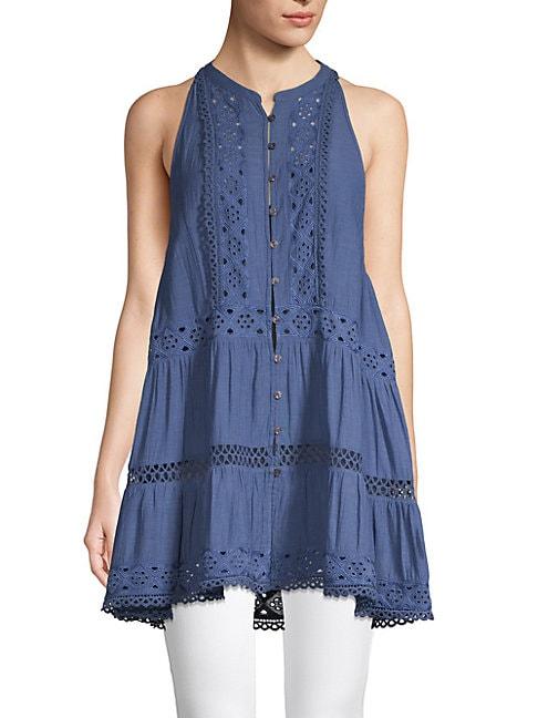 Free People Eyelet-trim Button-front Tunic