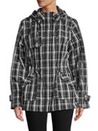 Calvin Klein Plaid Hooded Trench Coat