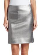 Akris Punto Coated Metallic Jersey Pencil Skirt
