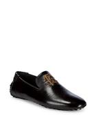 Roberto Cavalli Embroidered Leather Driver Loafers