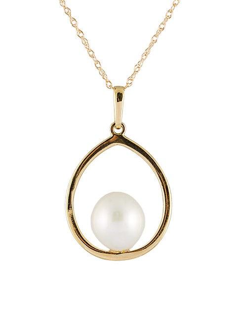 Masako 9-9.5mm Drop Freshwater Pearl And 14k Yellow Gold Pendant Necklace