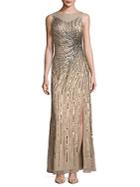 Adrianna Papell Beaded Illusion Ankle-length Dress