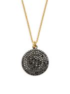 La Soula Goldplated Sterling Silver & Black Diamond Circle Pendant Necklace