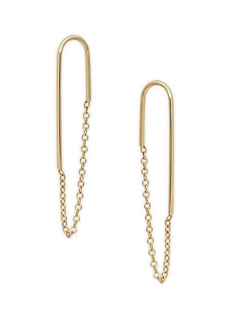 Saks Fifth Avenue 14k Yellow Gold Endless Oval Chain Earrings