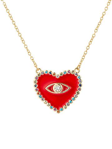 Eye Candy La 18k Goldplated Sterling Silver & Cubic Zirconia Evil Eye Heart Pendant Necklace
