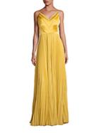 Kay Unger Pleated V-neck Gown