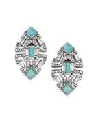 Alexis Bittar Coral Deco Amazonite & Crystal Stepped Clip-on Earrings