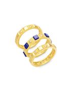 Freida Rothman Classic Bricked Lapis & 14k Gold-plated Sterling Silver Stacked Rings