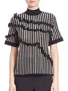 Opening Ceremony Striped Ruffle Boxy Top