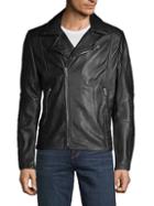 Karl Lagerfeld Paris Full-zip Leather Moto Jacket