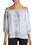 Poupette St Barth Embroidered Off-the-shoulder Top