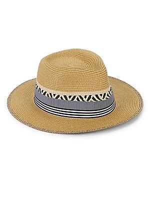 Marcus Adler Patterned Panama Fedora Hat