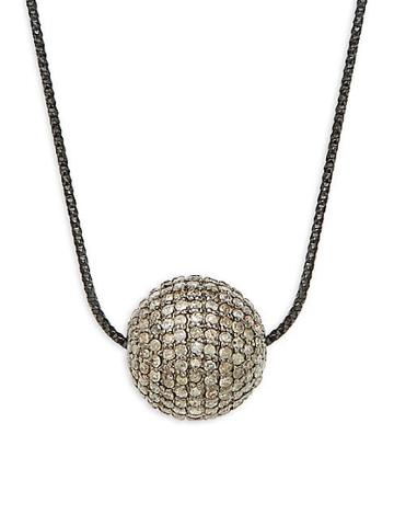 Arthur Marder Fine Jewelry Sterling Silver & Champagne Diamond Ball Pendant Necklace