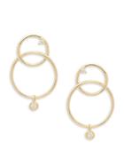 Saks Fifth Avenue 14k Yellow Gold & Diamond Double-hoop Drop Earrings