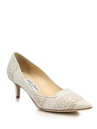 Jimmy Choo Allure 50 Woven Textile & Leather Mid-heel Pumps