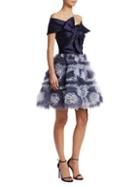 Marchesa Bow-accented Fit-and-flare Dress