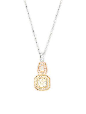 Effy Tri-gold & Diamond Pendant Necklace