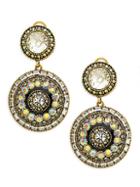 Heidi Daus Goldtone Rhinestone & Glass Bead Pendant Dangle-drop Earrings