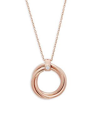 Roberto Coin Classic Diamond And 18k Rose Gold Pendant Necklace
