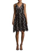 Kay Unger Lace Embroidered Dress
