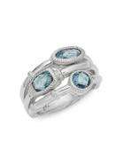 Judith Ripka Sterling Silver & London Blue Spinel Ring
