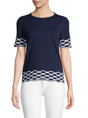 Saks Fifth Avenue Wave-patterned Short-sleeve Top