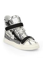 Giuseppe Zanotti Scribbled Leather High-top Sneakers
