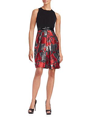 Carmen Marc Valvo Collection Double Face Top Fit-and-flare Dress