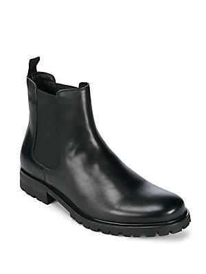 Saks Fifth Avenue Lug Leather Cap Toe Boots