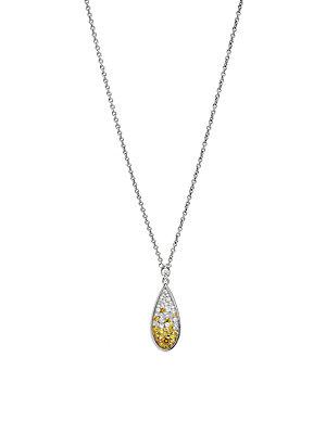 Plev Diamond And 18k White Gold Yellow Ombre Pendant Necklace