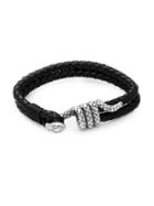 Jean Claude Leather And Stainless Steel Double Wrap Bracelet