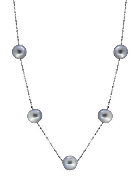 Effy 925 Sterling Silver & 11mm Gray Pearl Station Necklace