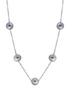Effy 925 Sterling Silver & 11mm Gray Pearl Station Necklace