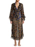 Anna Sui Silk Floral Print Wrap Cover-up