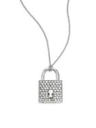 Roberto Coin Appassionata Diamond & 18k White Gold Lock Pendant Necklace