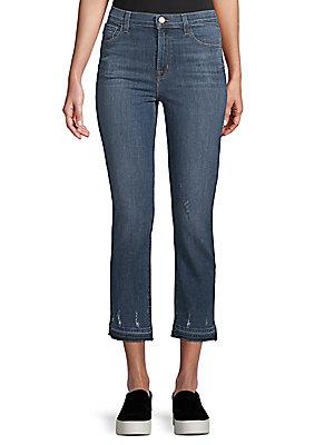 J Brand Ruby Distressed High-rise Cropped Jeans
