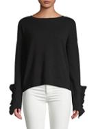 Cashmere Saks Fifth Avenue Ruffle-sleeve Cashmere Sweater