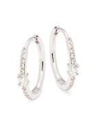 Saks Fifth Avenue 14k White Gold Diamond-studded Hoop Earrings