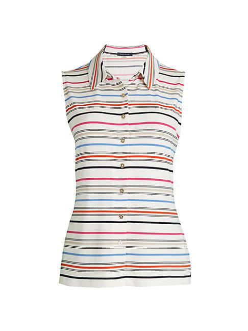 Tommy Hilfiger Collared Stripe Sleeveless Top